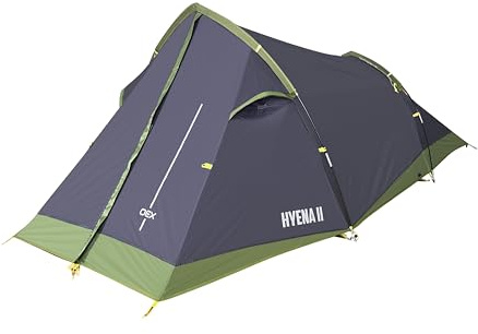 OEX Hyena II 2 Man Tent for Harsh Weather Conditions, 2 Person, Compact, Lightweight & Easy to Pitch, Ideal for Backpacking, Wild Camping, Hiking, Festivals & Weekend Trips, 5000mm HH (Black)
