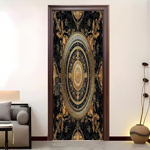 Dörrposter/dörrfolie 90 x 200 cm guld självhäftande dörrklistermärke