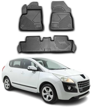 OMAC Gummimatten Fußmatten kompatibel mit Peugeot 3008 2010-2016 TPE Automatten Schwarz 3X