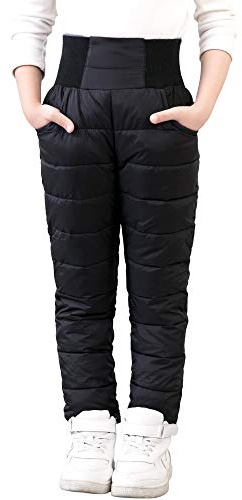 UGREVZ Girls Boys Snow Pants 2-9 years old Thick Winter Warm Pants Girl Activewear Clothes(A0001Black-4)