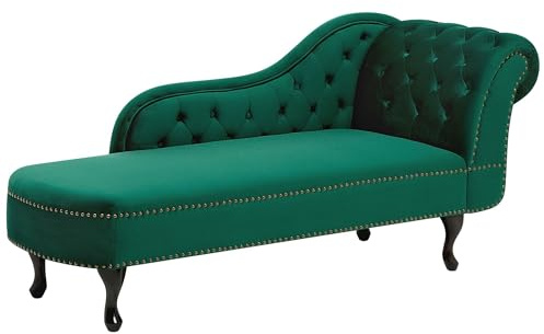 Beliani Retro Chaiselongue Samtstoff rechtsseitig grün Nimes