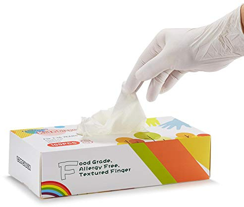 Kids Gloves Disposable, Disposable Nitrile Gloves for 7-14 Years - Latex Free, Food Grade, Powder Free - for Crafting, Painting, Gardening, Cooking, Cleaning - 100 PCS White
