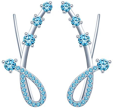 Yumilok Bling damörhängen örhängen öronklämmor 7 kristaller musiknot 925 sterlingsilver allergivänliga öronsmycken öronmuffs för kvinnor flickor, Sterlingsilver Kubisk zirkonia, Kubisk zirkonia