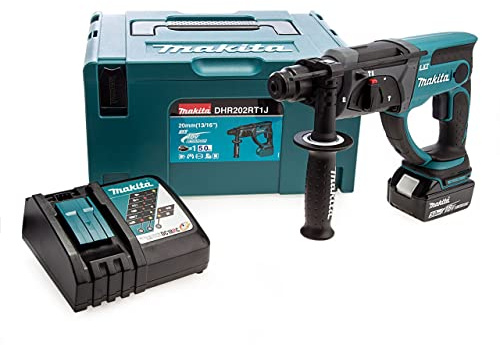 Makita DHR202RT1J 18V Li-ion LXT 20mm Rotary Hammer SDS-Plus Complete with 1 x 5.0 Ah Battery and Charger Supplied in a Makpac Case