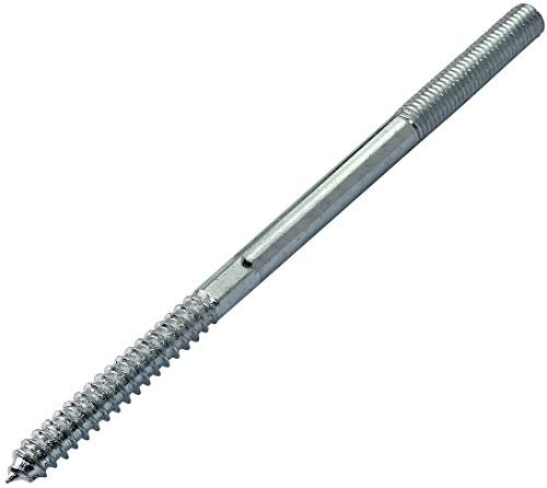 AERZETIX - C44767 - Satz von 10 Schraube mit doppelgewinde stockschrauben - stehbolzen für schraube - schraubstift - metall holz mit oder ohne dübel - Ø10x180mm - aus verzinktem stahl - farbe silber