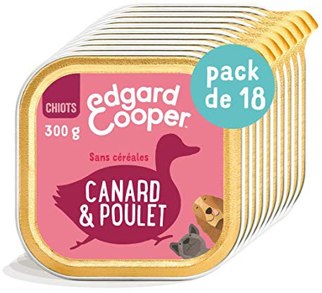 Edgard Cooper Paté für Hunde, Welpen (Ente & frisches Huhn, 300 g x 18 cm), Junior-Hund ohne Getreide, natürliche Nahrung, gesunde Ernährung, schmackhaft und ausgewogen, hochwertige Proteine
