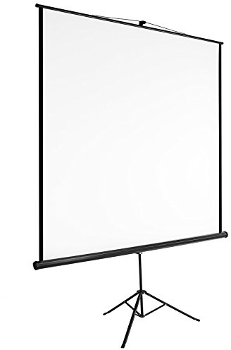 tectake® Projektorduk, utdragbar, stabilt fällbart stativ, olika format | LCD-optimerad för HD och 3D, gain-faktor 1,0, dubbelskiktsvävduk, skrynkelfri, filmduk, bildskärm, vit