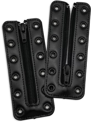 Soletec snörsko i läder med dragkedja för alla märken, snygga skosnören, Svart W/6 svart öga, 6 eyelets