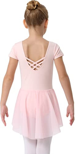 danswan Långärmad balettkjol trikåer dansklänningar tutu outfit för ballerina småbarn flickor, S2- Kortärmad - Balettrosa, 6-7 �r