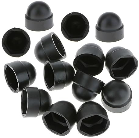 TERF® M12 Black Plastic Hex Nut Bolt Dome Cap Cover M12 (19mm Spanner) Nut and Bolt Protective Caps Cover Hexagonal - Pack of 10
