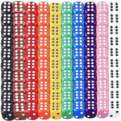 ZHOUHON 100-teiliges Sechsseitiges Würfel-Set, Farbwürfel-Set, Würfelspiele, Tischspiele, Mehrfarbig, Acryl, Hexaeder