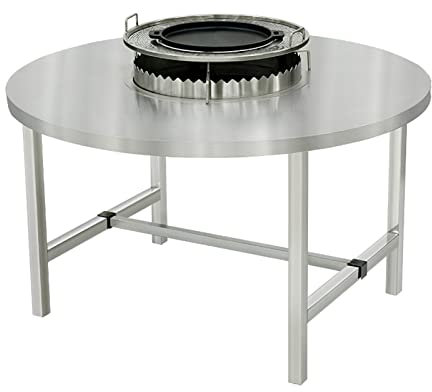 table barbecue Table de barbecue avec pot à feu Table de barbecue carrée ronde en acier inoxydable Table de barbecue avec bassin sans fumée commerciale À l'intérieur et à l'exterieur ( Size : Round Ta