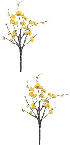 Abaodam 2piezas Ramo De Flores Artificiales De Ciruelo Amarillo Decoración De Ramo Nupcial Adorno Realista para Bodas y Hogar