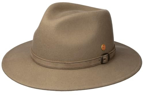 Mayser Gedeon Traveller Hut Wollfilz meliert einfarbig Made in EU Damen und Herren Sommer Winter Hellbeige S (54-55 cm)
