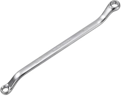 sourcing map 6mm x 7mm Metric 12 Point Offset Double Box End Wrench Chrome Plated, Cr-V Steel