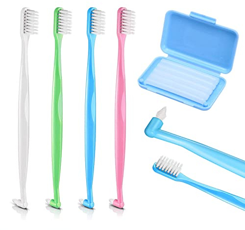 Zahnbürste für Zahnspangen, Interdentalbürsten, Zahnspangenwachs - 4 Stück doppelseitige Zahnspangen-Zahnbürsten und 1 Schachtel Zahnspangenwachs, Bürstenset zur Reinigung von Zahnspangen und Brücken