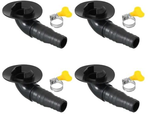PATIKIL 20mm Klimaanlagen-Ablaufschlauchverbinder, 4 Stück Universal-Ablaufverbinder mit Klemmschelle für Mini-Split-Fenster-Klimaanlagen-Einheit, Schwarz, Stil 8
