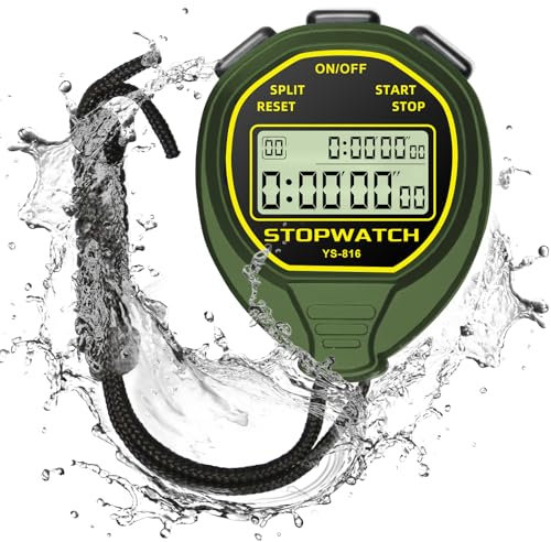 LIGHIGH wasserdichte Stoppuhr Timer, 30 Runden geteilter Speicher, Großem Display einfache Digitale, Keine Uhr/Wecker/Kalender/Geräusch Sport Stoppuhr für Schwimmen Laufen Fußball Trainer