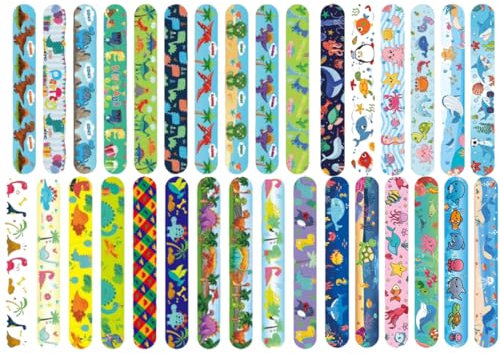 20 Pcs Slap Bracelet à Claquer Slap Bandes, Bracelet Enfant,Bracelet a Claquer Enfant Lot Bracelet Enfant Pour Filles Garçons pour Enfants Anniversaire Remplisseurs Cadeau Parti Favors Filles Garçons