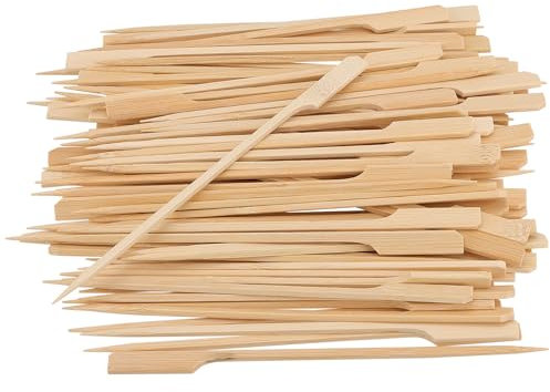 SINJEUN 1600 PCS 9cm Bamboo Paddle Skewers, Wooden Paddle Sticks Barbecue Skewers Cocktail Picks Wood Fruit Kebab Sticks for Grill, Fruit Kebabs, Cocktails Buffet Party