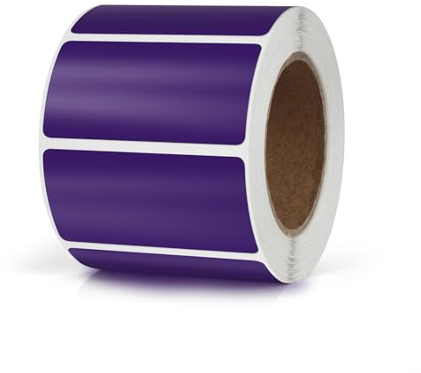 Meitaat Purple Rectangular Labels 50 x 25mm Blank Stickers Roll 500 Pcs | Writable, Waterproof Vinyl, Strong Adhesive, Removable, Easy Peel off, File Folders, Bottle, Name Tag, Classroom Office Home