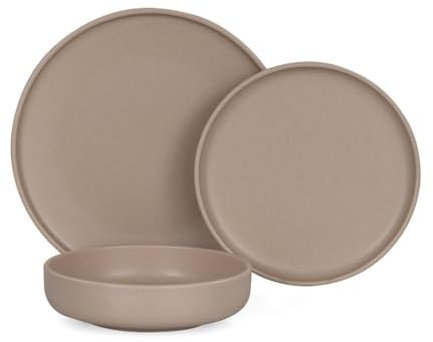 Servizio di Piatti da Tavola in Porcellana Skandik Pepper Sand 18 Pezzi