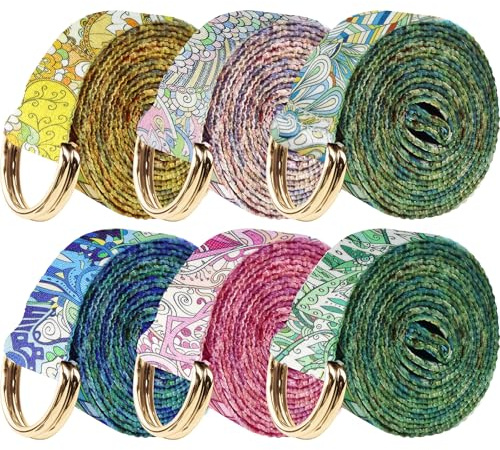 6 Packs Yoga Strap for Stretching Yoga Belt Adjustable Straps for Non Elastic Stretching Strap Exercise Straps for Pilates (Feather Style)