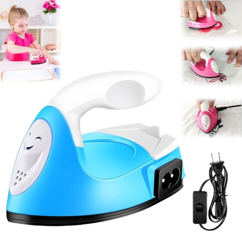 Mini Fer à Repasser Plat pour Cheveux Holics Beauté - Accessoires de Base de Charge pour Perles, Patchs, Vêtements (Bleu)