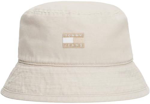 Tommy Jeans Tjw Heritage Canvas Bucket Hat Aw0Aw17581 Hut mit breiter Krempe, Beige (Newsprint), Einheitsgröße für Damen