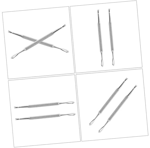 LALADEFIEE 2stücke Teiliges Nagelhautentferner Edelstahl Doppelseitiger Cuticle Remover Und Dead Skin Pusher Präzises Maniküre-werkzeug Für Nagelhaut Hornhautpflege Silberfarben Langlebig