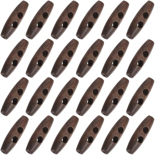 GORGECRAFT 70 Stück Holz Nähknöpfe Ovale Holzknöpfe 40mm Horn Knebelform 2 Löcher Holzknöpfe Für Pullover Und Mäntel Dekor Für Jacken Kleidung Nähen DIY Kunsthandwerk Kokosnuss Braun