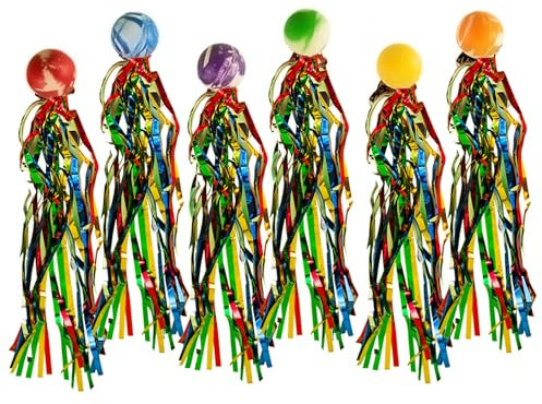 Packung mit 6 Flummis für Kinder, Flummi, Hüpfbälle mit buntem Schweif, Mitbringsel kinder, Gummiball Spielzeug Mitgebsel Kindergeburtstag für Geschenktütenfüllung, Kleine Geschenke für Kinder