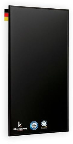 Könighaus infrarödvärmare - 300 W Black Edition med TÜV SÜD + 5 års garanti ✓ dubbelt överhettningsskydd ✓ klar för drift på 2–4 min