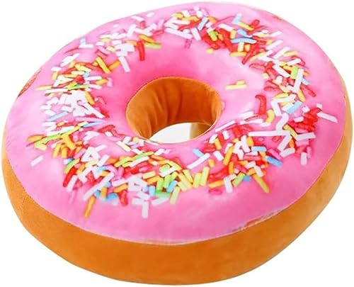 Maomoto 40cm 3D Sprinkle Donut Throw Pillow Soft Round Donut Pillow Plush Stuffed Doughnut Cake Cushion Food Stuffed Throw Pillow for Home Decor Kids Gift (pink)