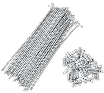 Hihaha Radios De Bicicleta 36 Piezas 13G Acero Galvanizado 130mm | 2.2mm Diámetro, 4.5mm Codo, 6.5mm Cabecilla, 12mm Longitud, Cabecilla Acero Carbono, Reconstruir Ruedas