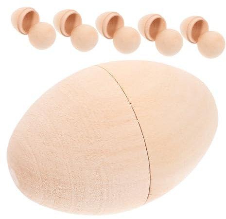 UKCOCO 6stücke Hollow Wooden Easter Eggs Unbehandelte Basteleier Zum Färben Und Dekorieren Für Diy-projekte Leicht Zu Handhaben Natürliche Holzoberfläche Für Kreative Ostern Und