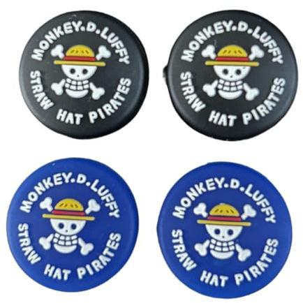 Kool Millennials Pirate-Themed Silicone Thumb Grip Caps (4-Pack), Blue & Black Joystick Covers Compatible with PS5, PS4, Xbox Controllers