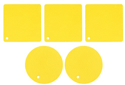 Zerodis Silicone Mat Trivet, Almohadillas de Calor, Portavasos de 5 para el Uso de Horno y Microondas, Absorber Agua y Fácil de Limpiar, No Deslizar, Proteger Las Encimeras Las Mesas del Calor