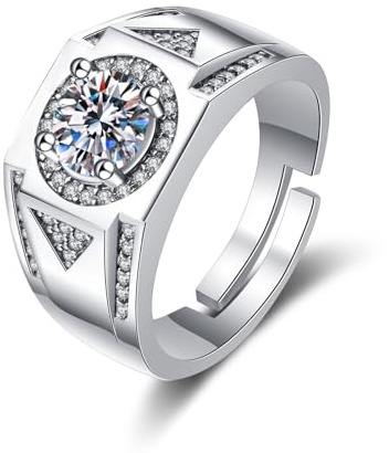 Tolldek 18 Karat Weißgold 750 Diamantring, Moissanit 4 Klaue Freundschaftsringe, 18K Gold Pärchen Ringe Echt Gold, 70 (22.3)