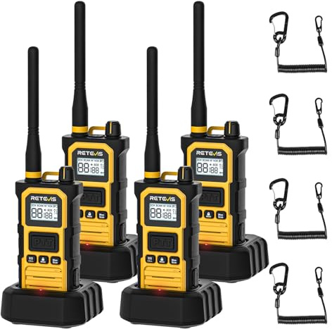 Retevis RB648Pro Walkie Talkies, Wasserdicht Funkgeräte für Industrielle | Intelligente Audiotechnologie, Walkie-Talkie mit Großer Reichweite, VOX, Zwei Wege Geräuschunterdrückung(4 Stück, Gelb)