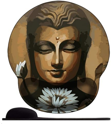 3D Tapis de Souris Ergonomique - Tapis de Souris Gamer avec Repose Poignet, Confort avec Repose- Poignet Gaming Mouse Pad pour Ordinateur Portable -Religion Bouddhiste