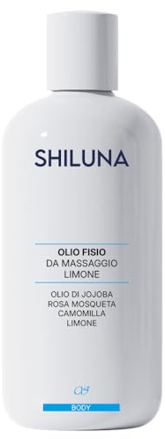 Shiluna Olio Fisio da Massaggio al Limone – con Olio di Jojoba, Rosa Mosqueta e Camomilla – Idratante, Emolliente e Illuminante – 500 ml – Cosmetico Professionale Made in Italy