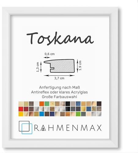 RahmenMax® Toskana Puzzlerahmen 48 x 68cm Bilderrahmen Weiß hochglanz Hintergrund Weiss Kunstglas Antireflex