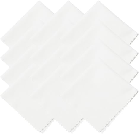 sourcing map 12 Pcs Microfiber Cleaning Cloth for Glasses, 8 x 8 Inch Eyeglass Cleaning Cloth, Glasses Cleaner Wipes for Electronics Lenses Screens Cameras Cell Phones, Light White