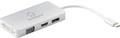 Renkforce RF-3149890 Adaptateur USB/HDMI/DisplayPort/DVI/VGA [1 x fiche USB-C™ – 1 x Prise HDMI, Livre DisplayPort