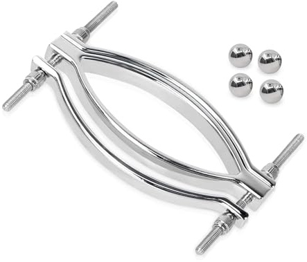 BDSMYEE Edelstahl Schamlippenspreizer mit 4 stk Magnetische Nippelklemmen,Extra Stark BDSM Dilator Sexspielzeug Set,Brustwarzenklemmen Schamlippenklemmen Vaginal Clip Nippelclip Für Frauen (Silber)