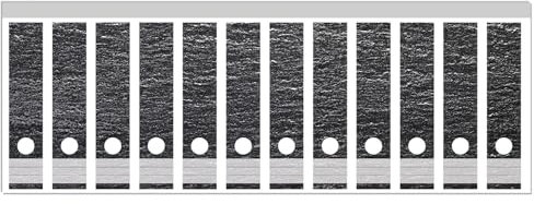 Wallario Ordnerrücken Sticker Muster schwarz-weiße Steintafel Optik - Rückenschilder für 12 breite Ordner, Klebeetiketten