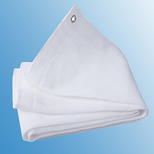 Filet D'Ombrage Protection Filet Blanche 6 Broches Patio Ombrage Toile D'Ombrage Pergola Serres Filet Coupe-Vent Avec Oeillets Pour Brise Vue occultant (3x3m(9.8x9.8ft))