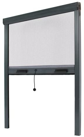 Fliegengitter Insektenschutzrollo Aluminium für Fenster - Anthrazitgrau, B80 x H130cm - Fiberglas Fliegengitternetz - Fliegengitterrollo Insektenschutz