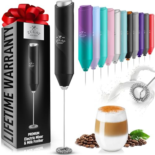 Zulay Kitchen Leistungsstarker Milchaufschäumerstab – Mini-Hand-Milchaufschäumer aus Edelstahl – Getränkemixer für Kaffee, Latte, Cappuccino & Matcha – Froth Mate Milchaufschäumer